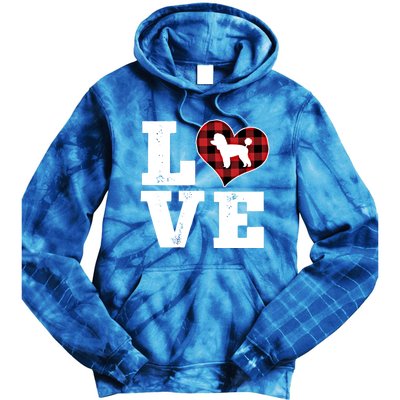 Love Toy Poodle Dog Lover Funny Gift Buffalo Plaid Valentines Day Gift Tie Dye Hoodie