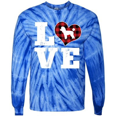 Love Toy Poodle Dog Lover Funny Gift Buffalo Plaid Valentines Day Gift Tie-Dye Long Sleeve Shirt