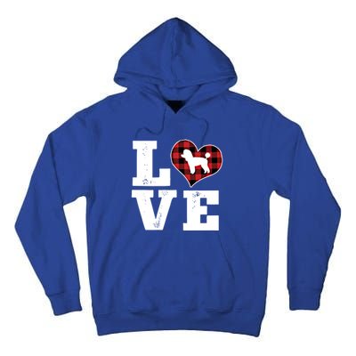 Love Toy Poodle Dog Lover Funny Gift Buffalo Plaid Valentines Day Gift Tall Hoodie