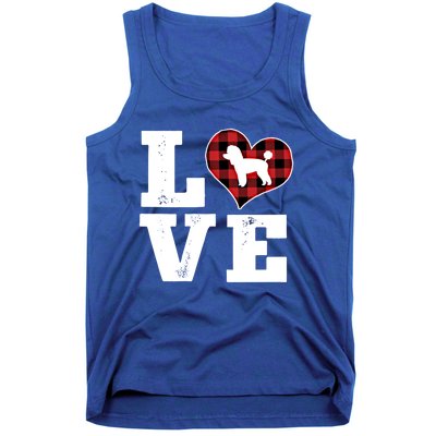 Love Toy Poodle Dog Lover Funny Gift Buffalo Plaid Valentines Day Gift Tank Top