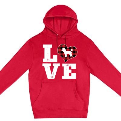 Love Toy Poodle Dog Lover Funny Gift Buffalo Plaid Valentines Day Gift Premium Pullover Hoodie