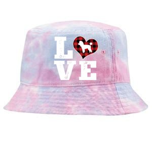 Love Toy Poodle Dog Lover Funny Gift Buffalo Plaid Valentines Day Gift Tie-Dyed Bucket Hat