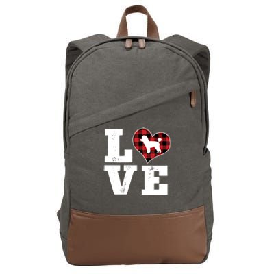 Love Toy Poodle Dog Lover Funny Gift Buffalo Plaid Valentines Day Gift Cotton Canvas Backpack