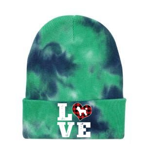 Love Toy Poodle Dog Lover Funny Gift Buffalo Plaid Valentines Day Gift Tie Dye 12in Knit Beanie