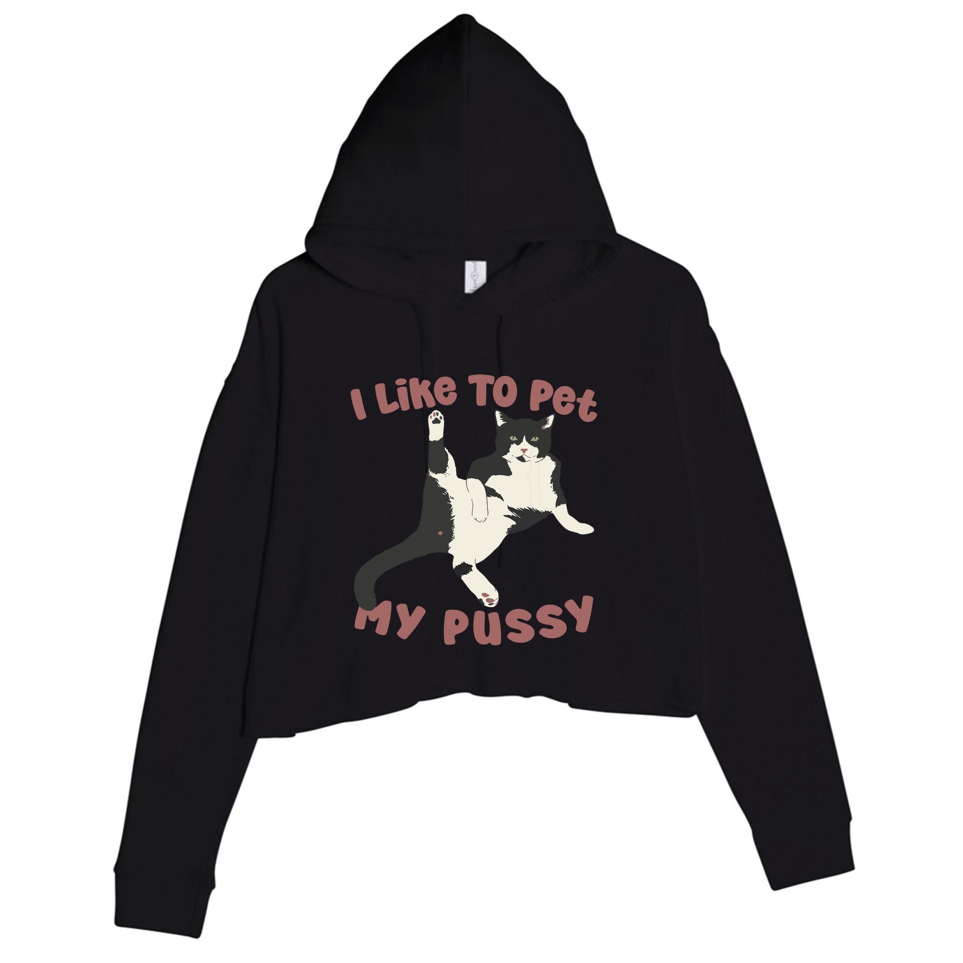 Like To Pet My Pussy Naughty Adult Cat Humor Saying Crop Fleece Hoodie
