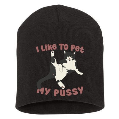 Like To Pet My Pussy Naughty Adult Cat Humor Saying Short Acrylic Beanie