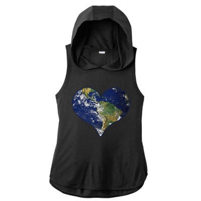 Love The Planet Earth Day Gift Ladies PosiCharge Tri-Blend Wicking Draft Hoodie Tank