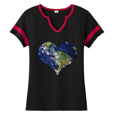 Love The Planet Earth Day Gift Ladies Halftime Notch Neck Tee