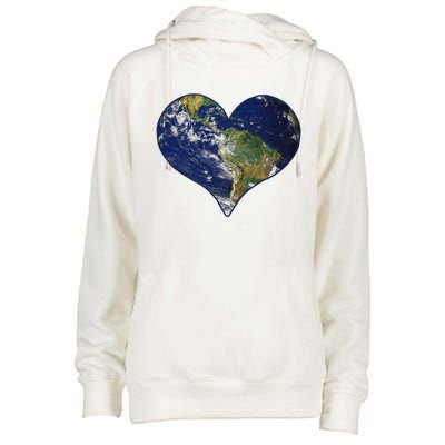 Love The Planet Earth Day Gift Womens Funnel Neck Pullover Hood