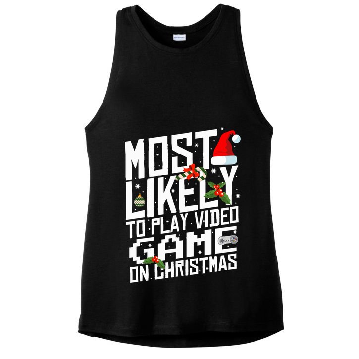 Likely To Play Video Game Christmas Video Game Christmas Cute Gift Ladies PosiCharge Tri-Blend Wicking Tank