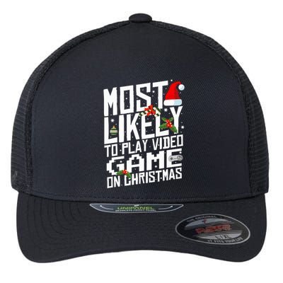 Likely To Play Video Game Christmas Video Game Christmas Cute Gift Flexfit Unipanel Trucker Cap