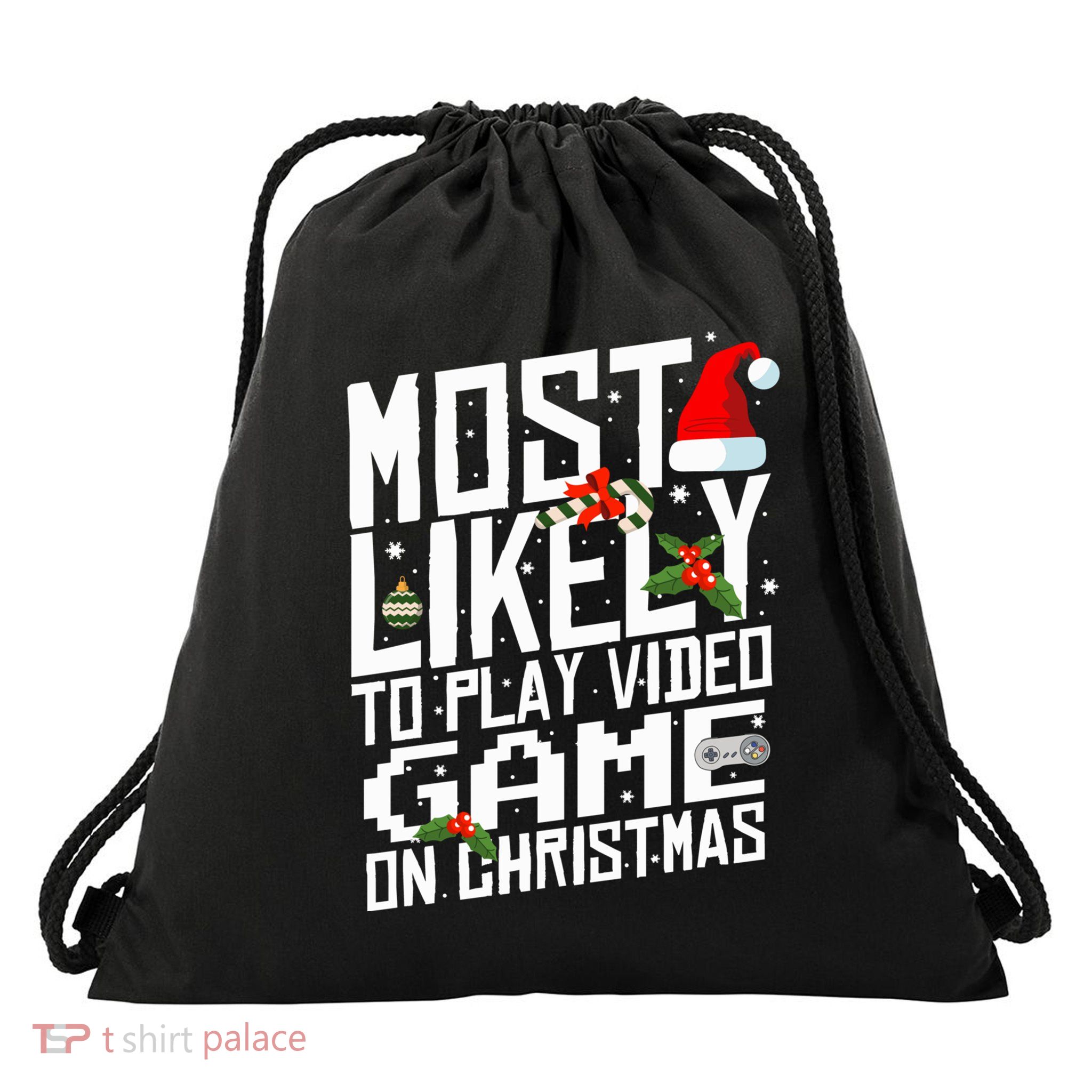 Likely To Play Video Game Christmas Video Game Christmas Cute Gift Drawstring Bag