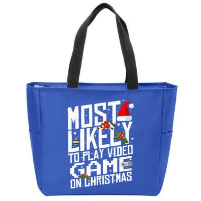 Likely To Play Video Game Christmas Video Game Christmas Cute Gift Zip Tote Bag