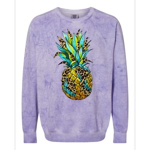 Leopard Tropical Pineapple Colorblast Crewneck Sweatshirt