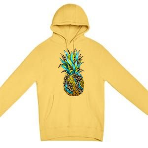 Leopard Tropical Pineapple Premium Pullover Hoodie