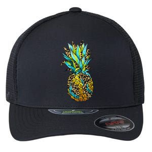 Leopard Tropical Pineapple Flexfit Unipanel Trucker Cap