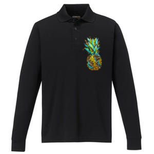 Leopard Tropical Pineapple Performance Long Sleeve Polo