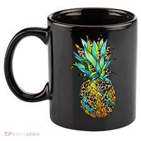 Leopard Tropical Pineapple 11oz C Handle Ceramic Mug