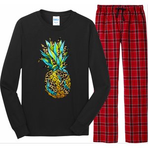 Leopard Tropical Pineapple Long Sleeve Pajama Set