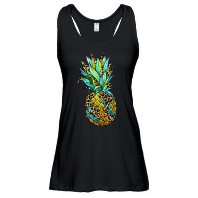 Leopard Tropical Pineapple Ladies Essential Flowy Tank