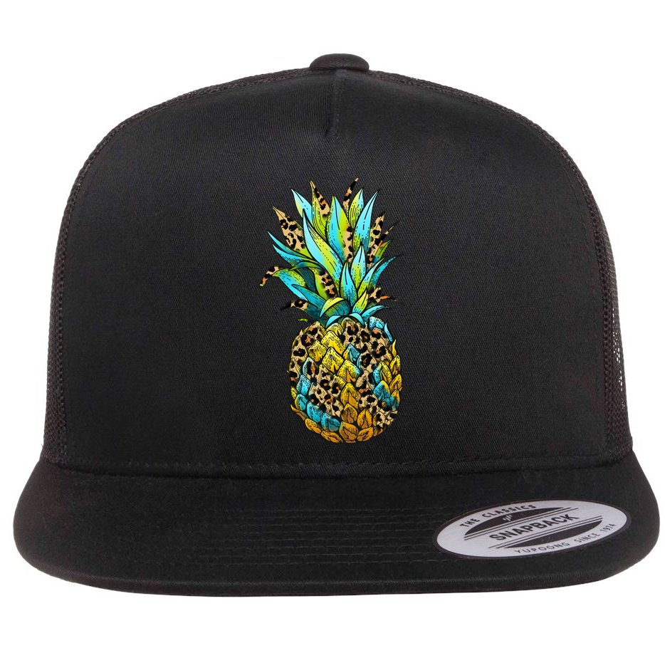 Leopard Tropical Pineapple Flat Bill Trucker Hat