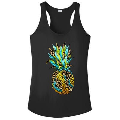 Leopard Tropical Pineapple Ladies PosiCharge Competitor Racerback Tank
