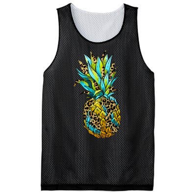 Leopard Tropical Pineapple Mesh Reversible Basketball Jersey Tank