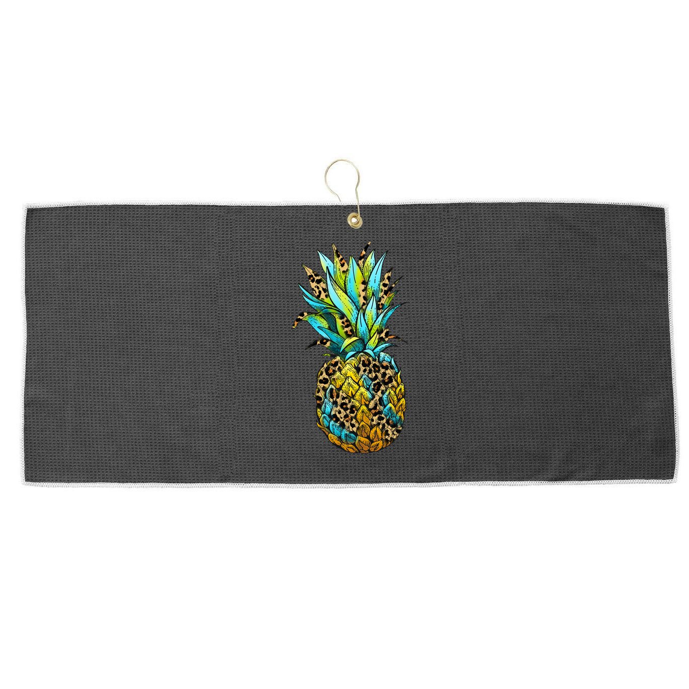Leopard Tropical Pineapple Large Microfiber Waffle Golf Towel