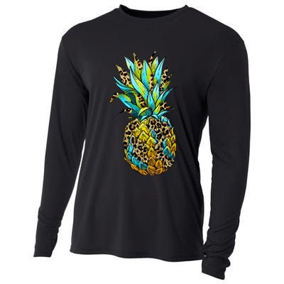 Leopard Tropical Pineapple Cooling Performance Long Sleeve Crew
