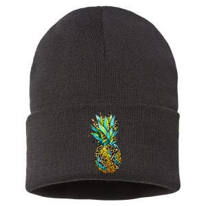 Leopard Tropical Pineapple Sustainable Knit Beanie