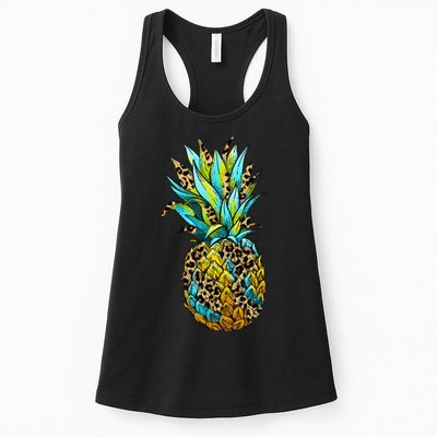 Leopard Tropical Pineapple Womens Tank Top