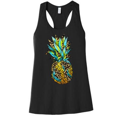 Leopard Tropical Pineapple Women's Racerback Tank