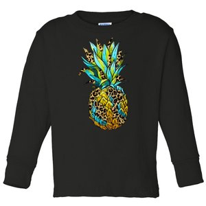 Leopard Tropical Pineapple Toddler Long Sleeve Shirt