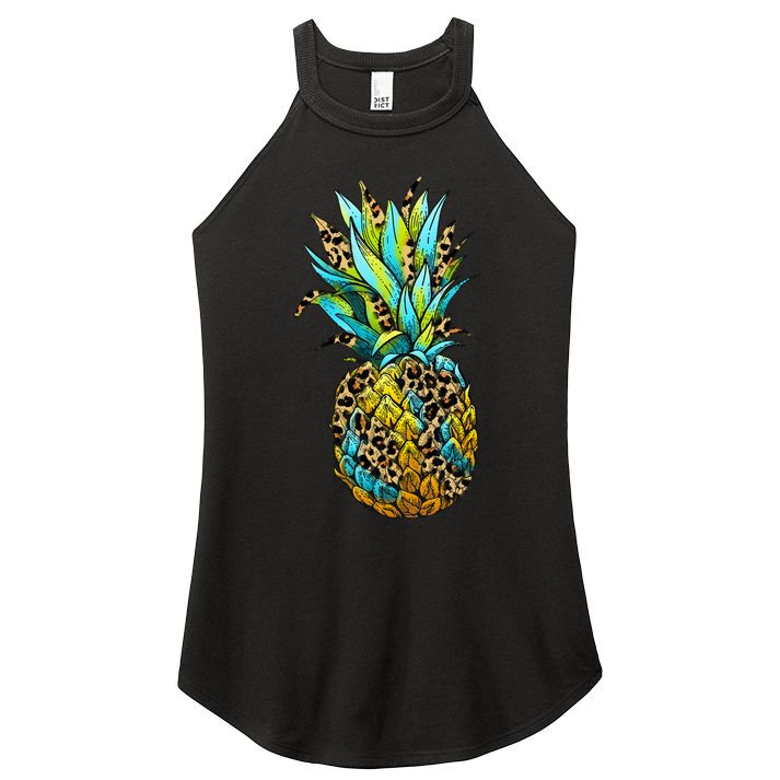 Leopard Tropical Pineapple Women's Perfect Tri Rocker Tank