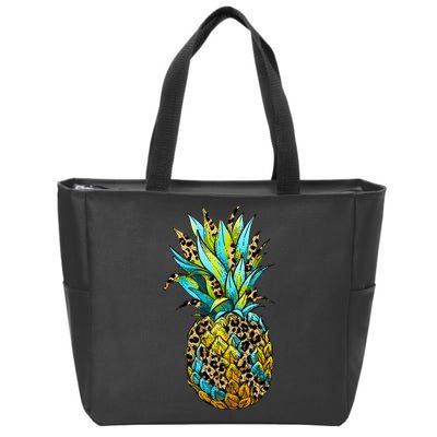 Leopard Tropical Pineapple Zip Tote Bag