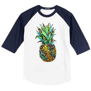 Leopard Tropical Pineapple Baseball Sleeve Shirt