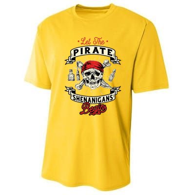 Let The Pirate Shenanigans Begin Crossbones Freebooter Performance Sprint T-Shirt