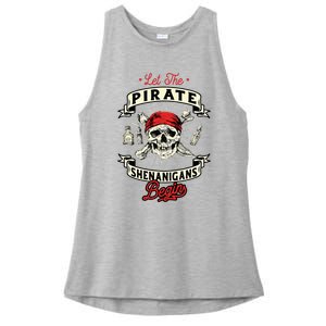 Let The Pirate Shenanigans Begin Crossbones Freebooter Ladies PosiCharge Tri-Blend Wicking Tank