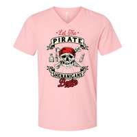 Let The Pirate Shenanigans Begin Crossbones Freebooter V-Neck T-Shirt