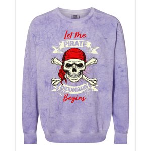 Let The Pirate Shenanigans Begin Pirate Skull Colorblast Crewneck Sweatshirt