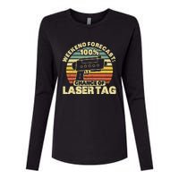 Laser Tag Party Weekend Forecast Laser Tag Lazer Tag Game Womens Cotton Relaxed Long Sleeve T-Shirt