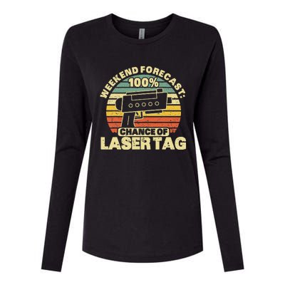 Laser Tag Party Weekend Forecast Laser Tag Lazer Tag Game Womens Cotton Relaxed Long Sleeve T-Shirt