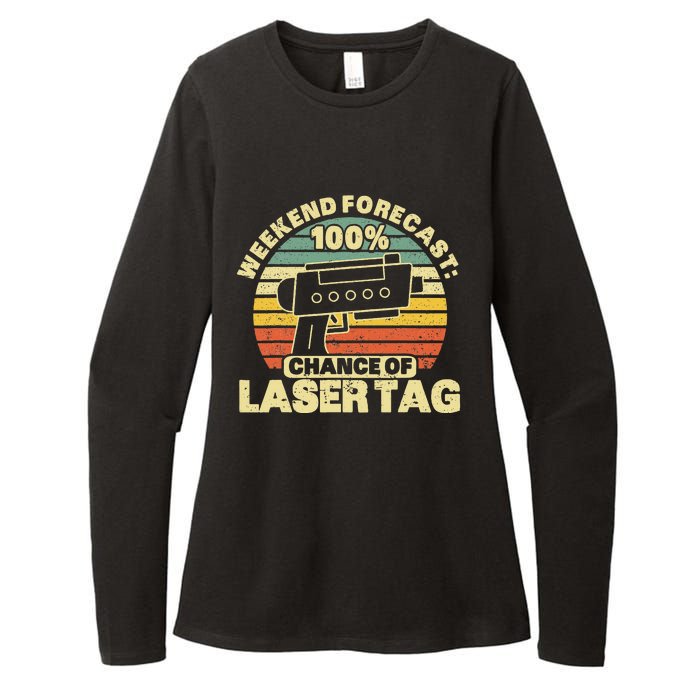 Laser Tag Party Weekend Forecast Laser Tag Lazer Tag Game Womens CVC Long Sleeve Shirt