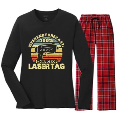 Laser Tag Party Weekend Forecast Laser Tag Lazer Tag Game Women's Long Sleeve Flannel Pajama Set 