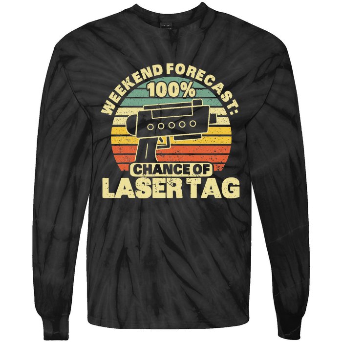 Laser Tag Party Weekend Forecast Laser Tag Lazer Tag Game Tie-Dye Long Sleeve Shirt