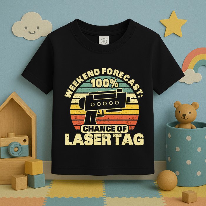 Laser Tag Party Weekend Forecast Laser Tag Lazer Tag Game Toddler T-Shirt