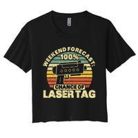 Laser Tag Party Weekend Forecast Laser Tag Lazer Tag Game Women's Crop Top Tee