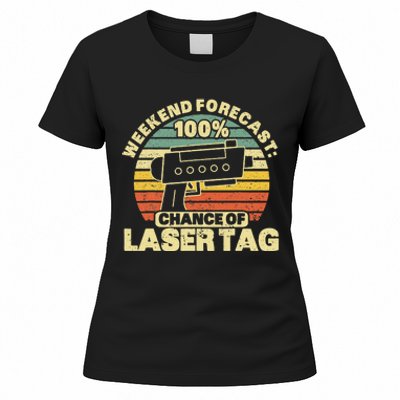 Laser Tag Party Weekend Forecast Laser Tag Lazer Tag Game Women's T-Shirt