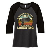 Laser Tag Party Weekend Forecast Laser Tag Lazer Tag Game Women's Tri-Blend 3/4-Sleeve Raglan Shirt