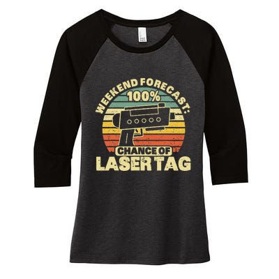 Laser Tag Party Weekend Forecast Laser Tag Lazer Tag Game Women's Tri-Blend 3/4-Sleeve Raglan Shirt